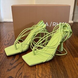 Gia Borghini RHW Rosie Apple Green Strappy Lace Up Heels Size 35.5